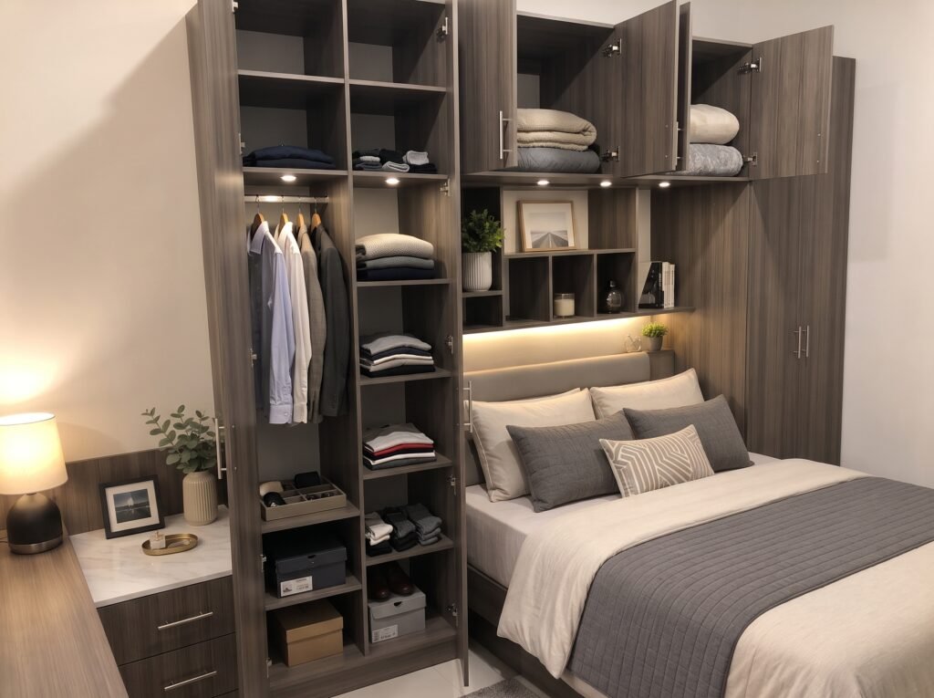 Clóset cabecera de madera y camastrón modular para dormitorio moderno diseñado por de BOCETO en Guatemala